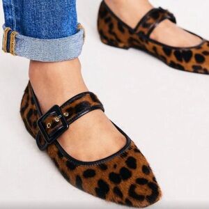 Boden Leopard Print Mary Jane Flats